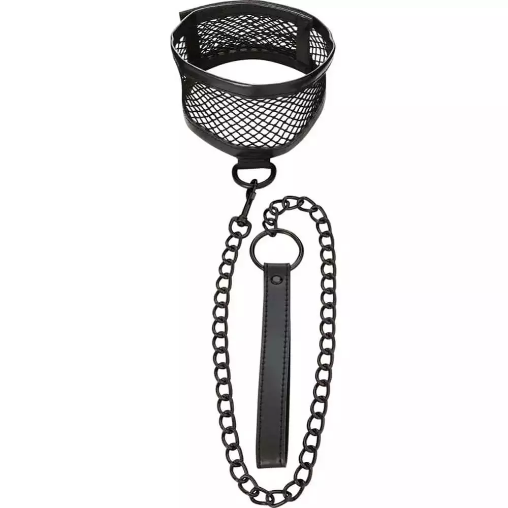 Sex & Mischief Fishnet Collar & Leash Set In Black